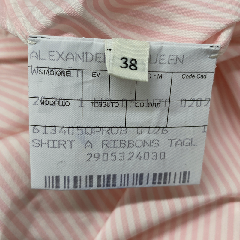 Alexander Mcqueen women's white and pink cotton blouse with tie-sleeves
