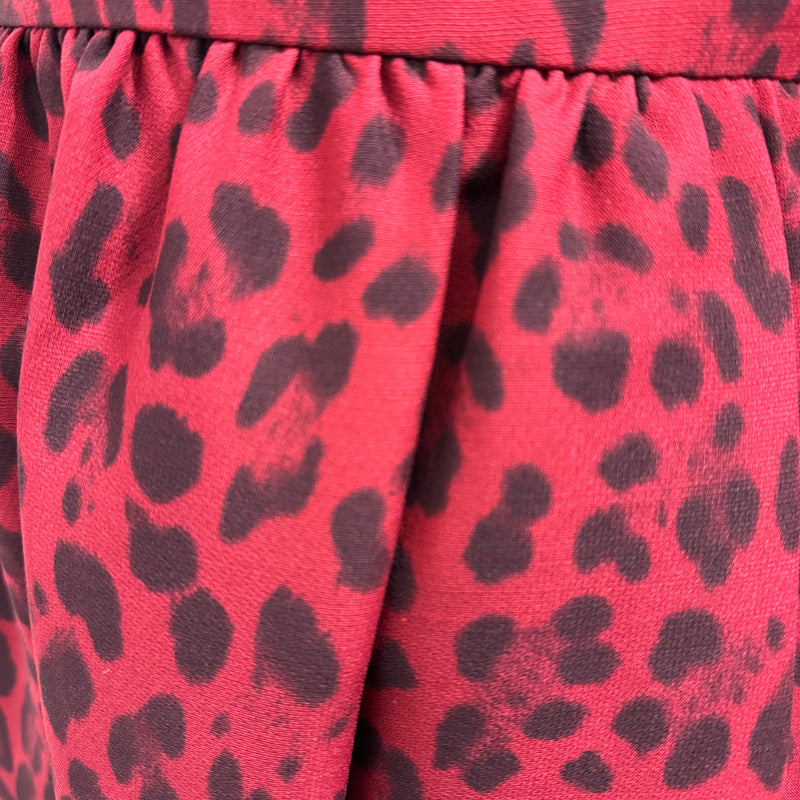 Valentino Silk and Wool Blend Leopard Print Red Dress