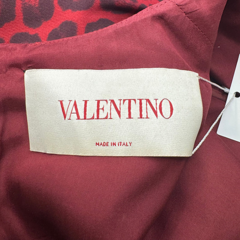 Valentino Silk and Wool Blend Leopard Print Red Dress