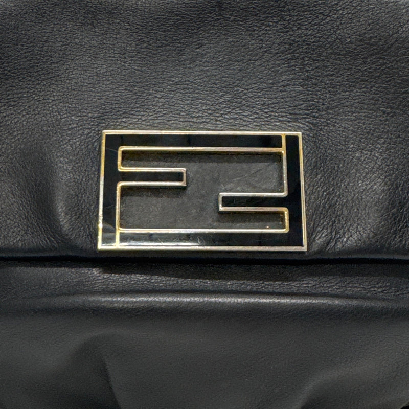 Fendi Black Leather Fendista Pochette Crossbody Bag