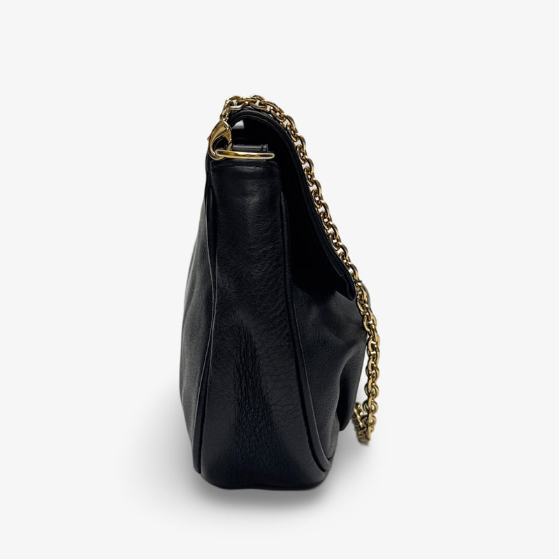 Fendi Black Leather Fendista Pochette Crossbody Bag