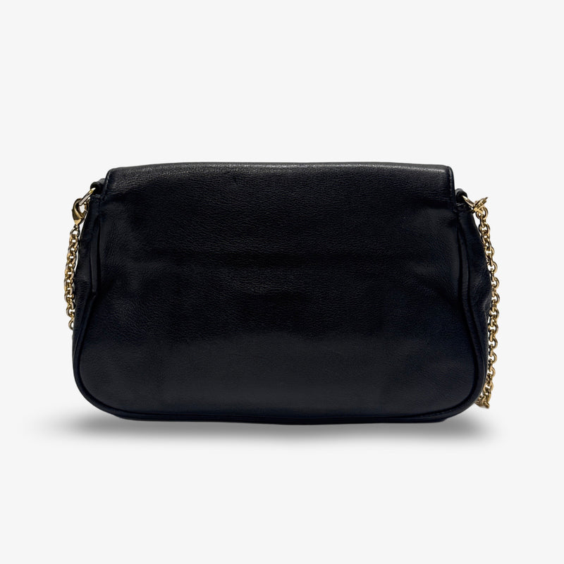 Fendi Black Leather Fendista Pochette Crossbody Bag