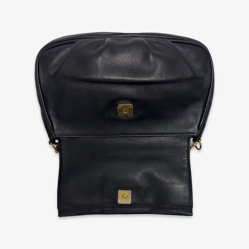 Fendi Black Leather Fendista Pochette Crossbody Bag