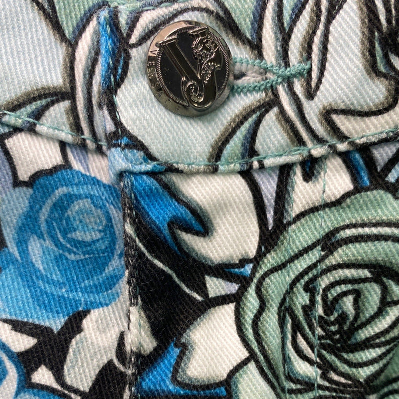 Versace Jeans men's blue white and black floral print jeans
