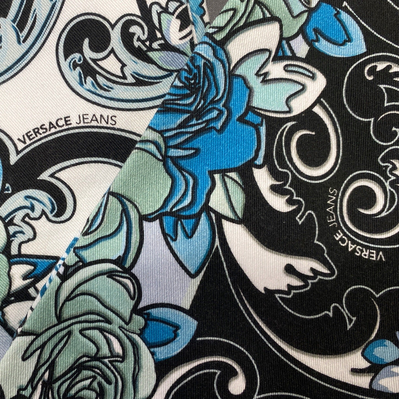 Versace Jeans men's blue white and black floral print jeans