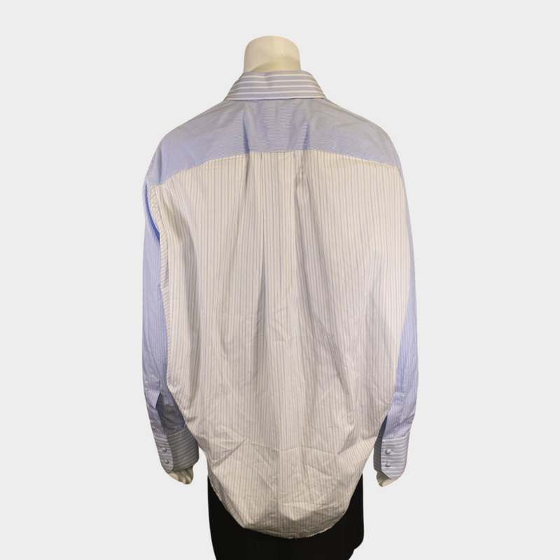 Alexander McQueen women's blue and white cotton striped shirt