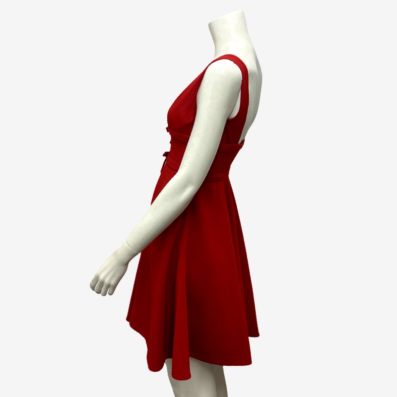 Miu Miu Red Bow Detail Skater Style Dress