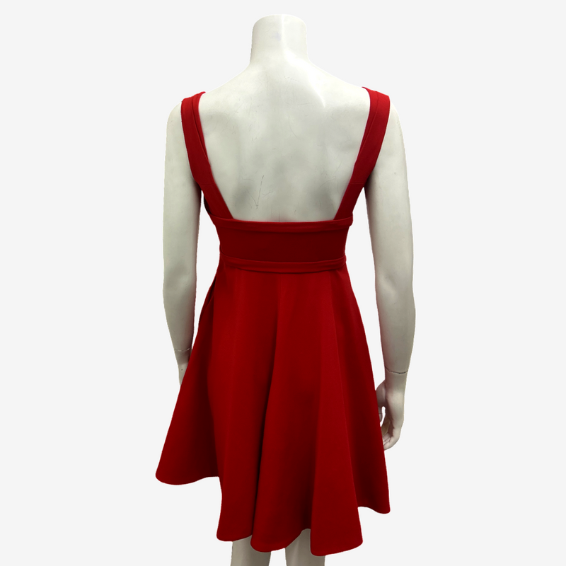 Miu Miu Red Bow Detail Skater Style Dress