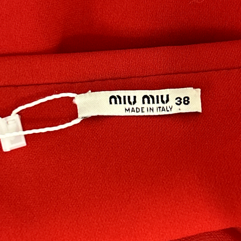 Miu Miu Red Bow Detail Skater Style Dress