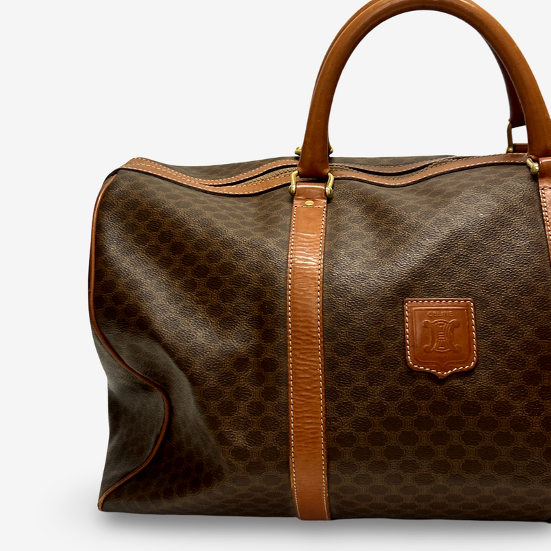 Celine Unisex Brown Leather Boston Duffle Travel Bag