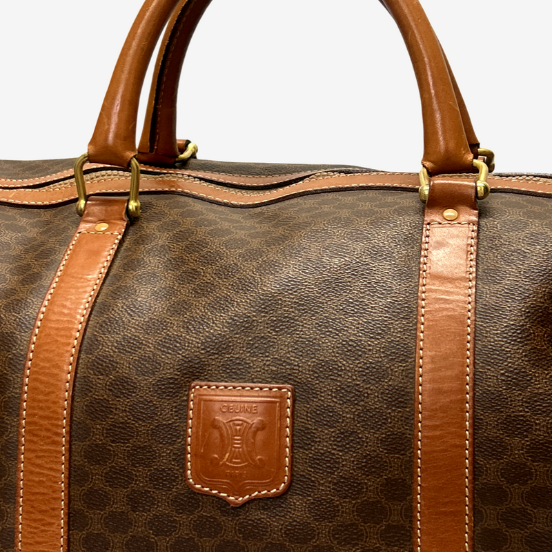 Celine Unisex Brown Leather Boston Duffle Travel Bag