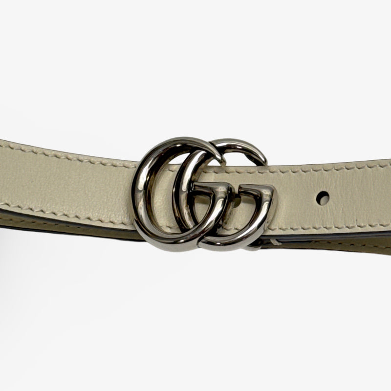Gucci Ecru GG Marmont Thin Leather Belt