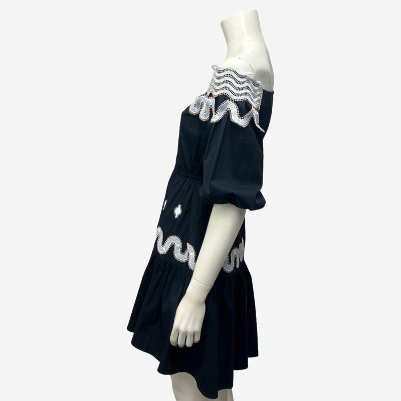 Peter Pilotto Navy  Cotton Summer Dress With Embroidery Detail