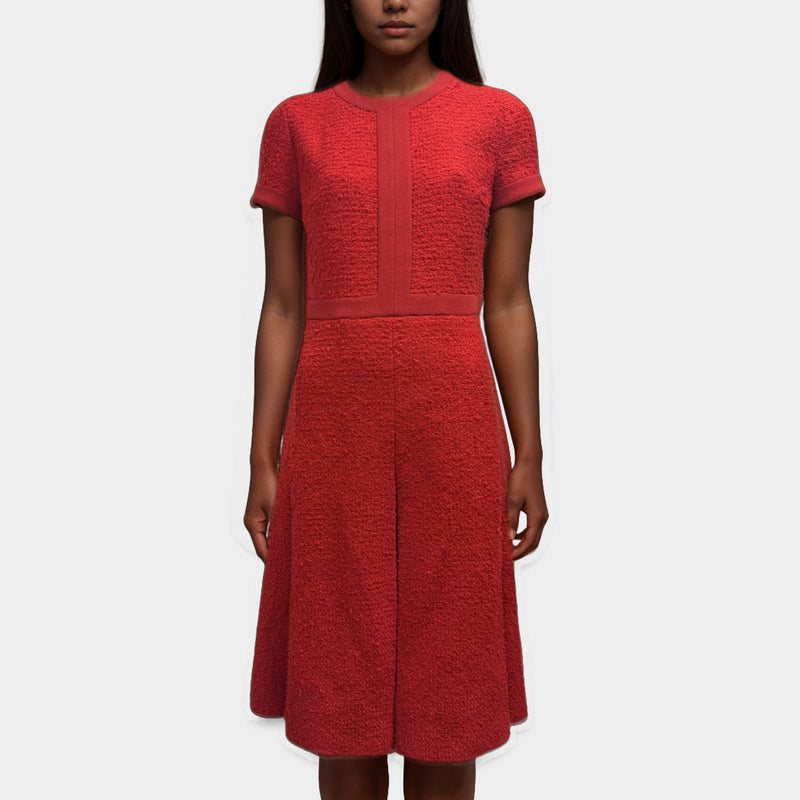 Giambattista Valli Wool Blend Red Textured Dress
