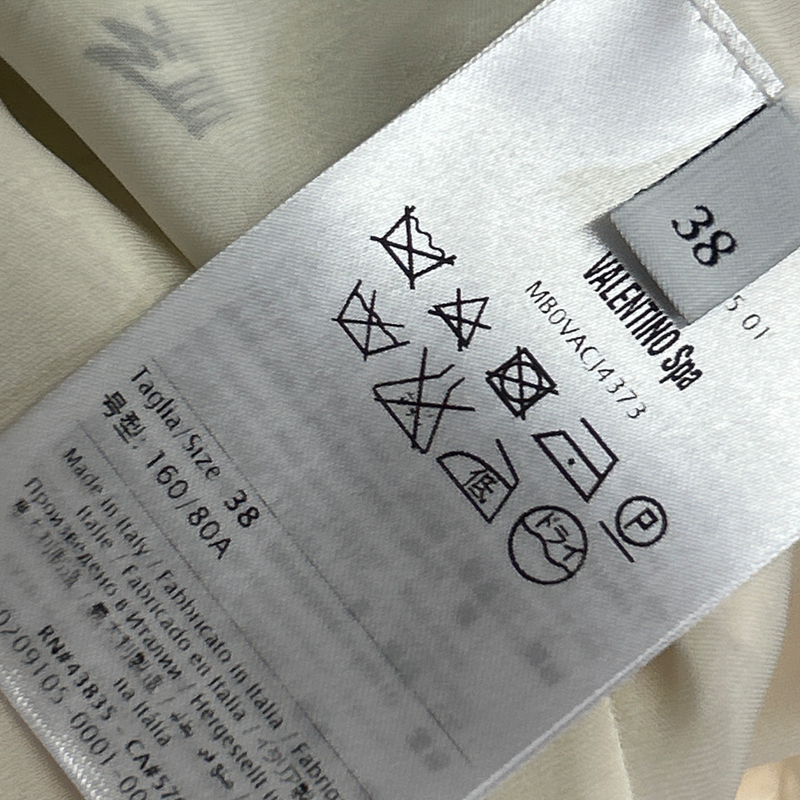 Valentino Ecru Silk Flowy Dress With Abstract Line Art Print