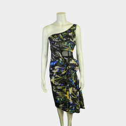 Alexander McQueen multicoloured floral print dress with mesh detail