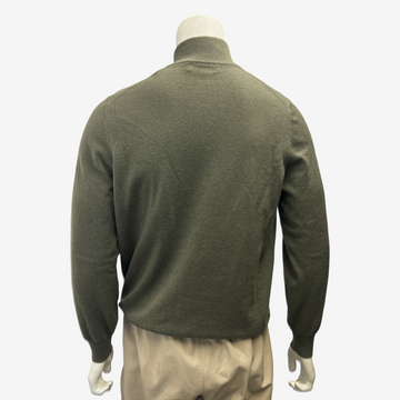 Brunello Cucinelli men's khaki cashmere quarter-zip jumper