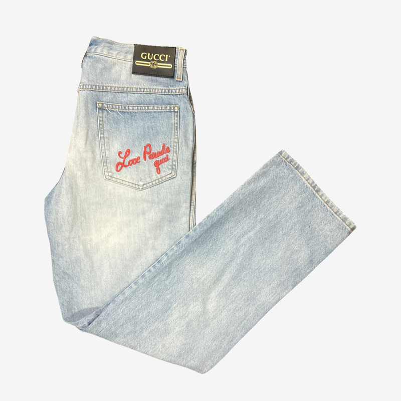 Gucci Men's Light Blue Denim "Love Parade" Jeans