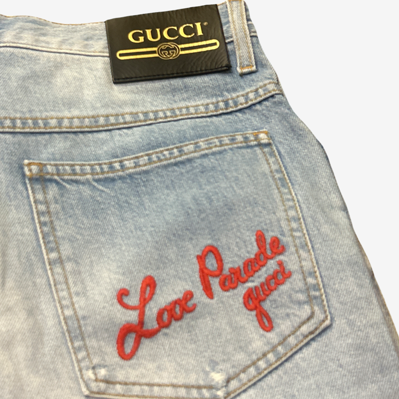 Gucci Men's Light Blue Denim "Love Parade" Jeans