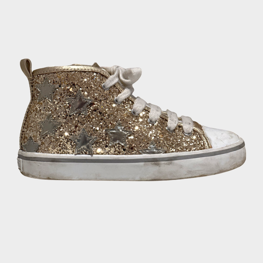 Gold sequin converse high tops deals