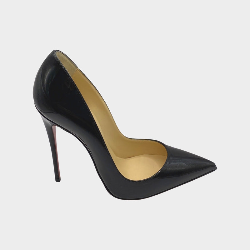 Christian Louboutin black Pigalle 85 patent leather pumps