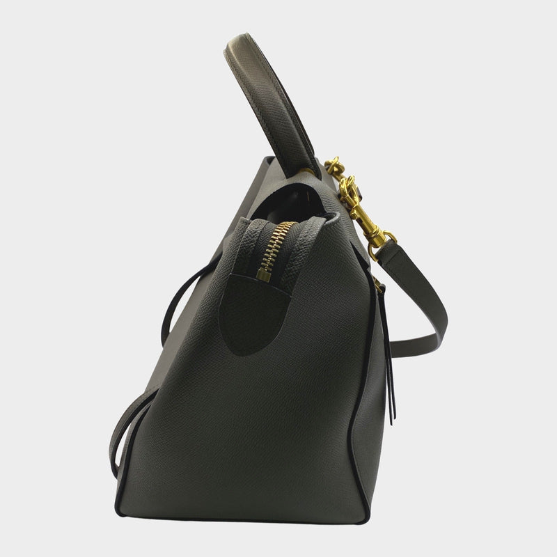 Celine women's micro belt handbag in taupe grey grained calfskin