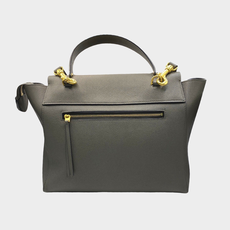 Celine women's micro belt handbag in taupe grey grained calfskin