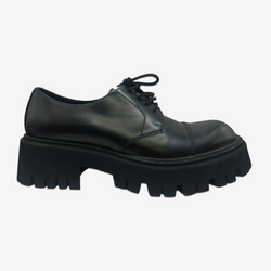 Balenciaga men's black leather platform derby shoes