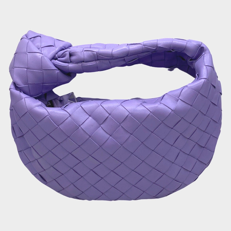 Bottega Veneta women's purple intrecciato woven leather mini Jodie handbag