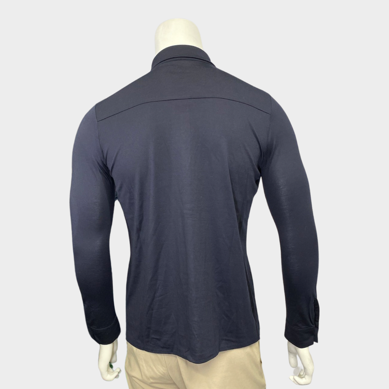 Loro Piana men's navy wool long-sleeved shirt