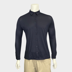 Loro Piana men's navy wool long-sleeved shirt