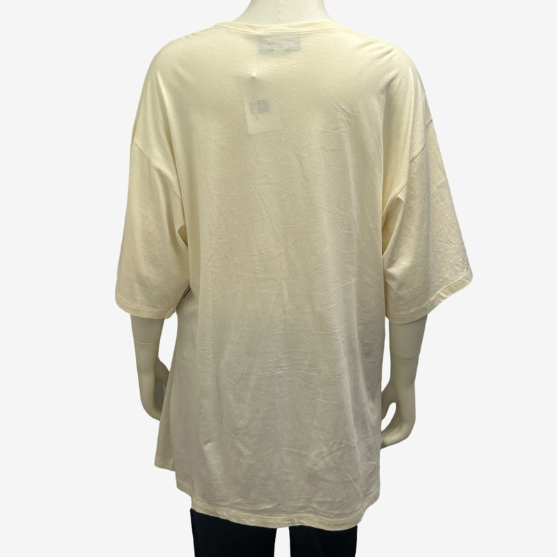 Gucci Men's Cream Cotton Graphic Print Oversized T-Shirt