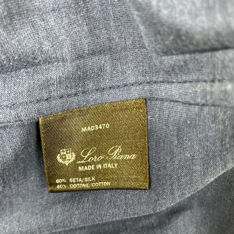 Loro Piana men's navy silk and cotton long-sleeve t-shirt