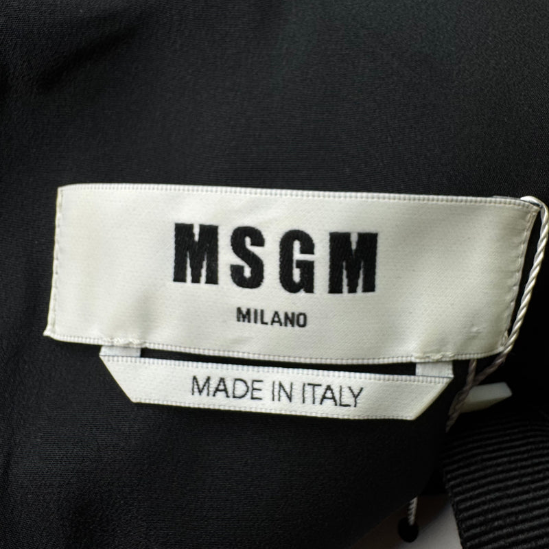 MSGM Black and Green Abstract Print Dress With Puffed Sleeves