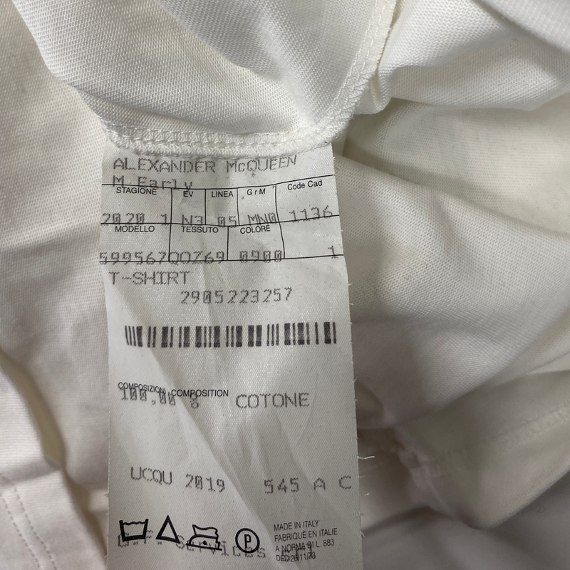 Alexander McQueen men's white cotton long-sleeve top with logo