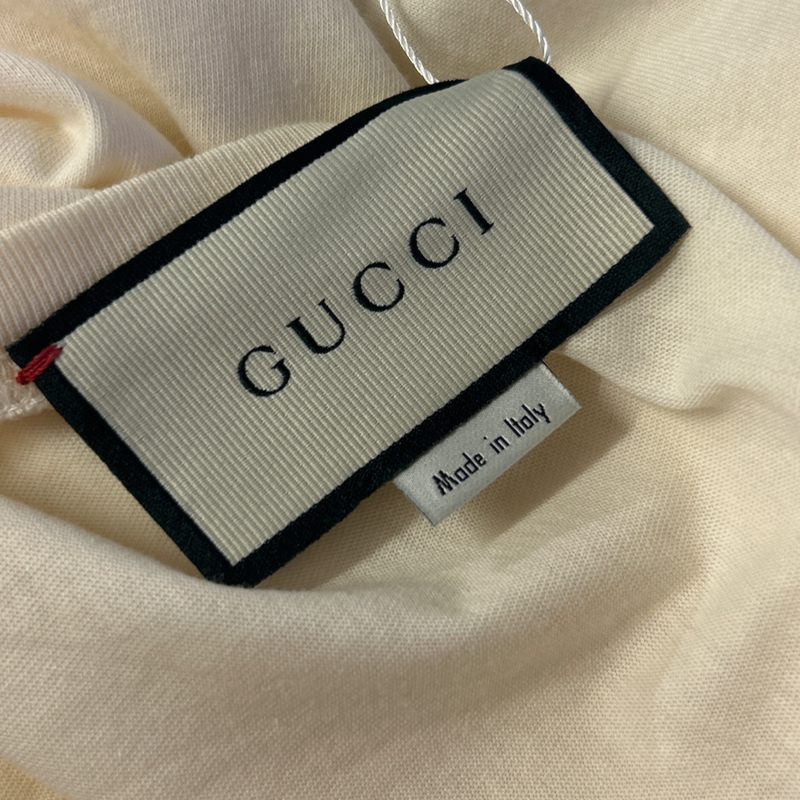 Gucci Men's Cream Cotton Graphic Print Oversized T-Shirt