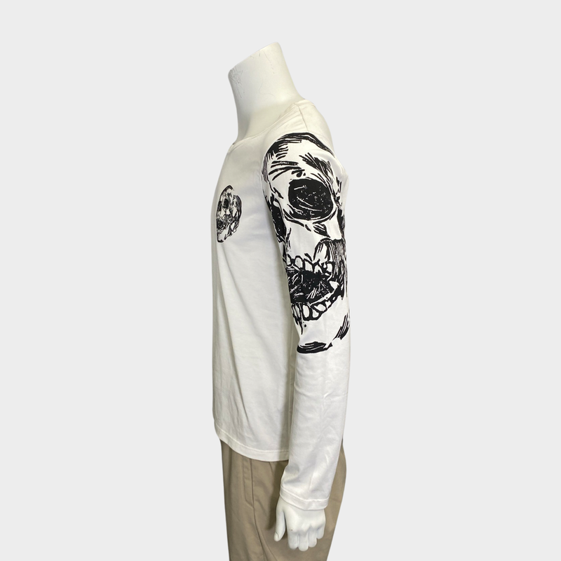 Alexander McQueen men's white cotton long-sleeve top with logo