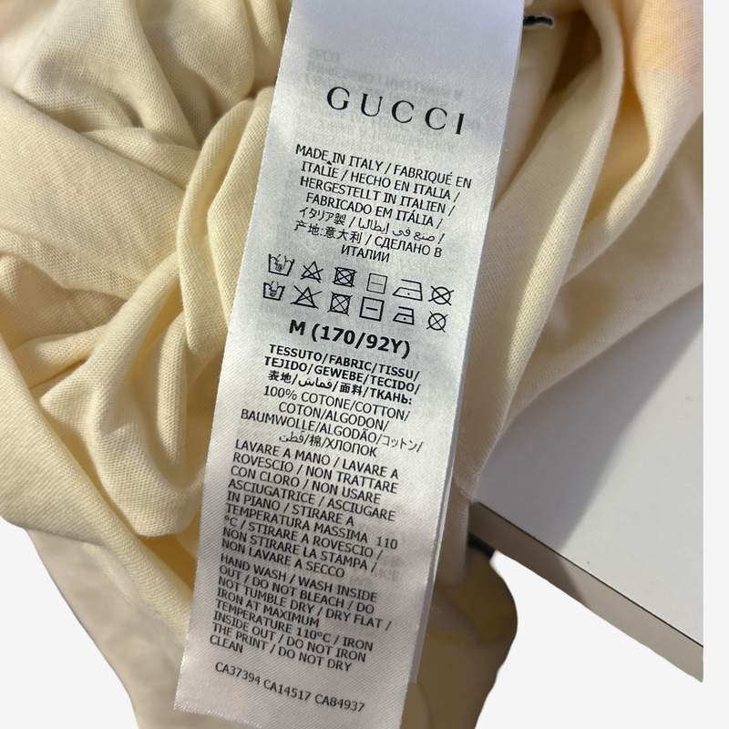 Gucci Men's Cream Cotton Graphic Print Oversized T-Shirt