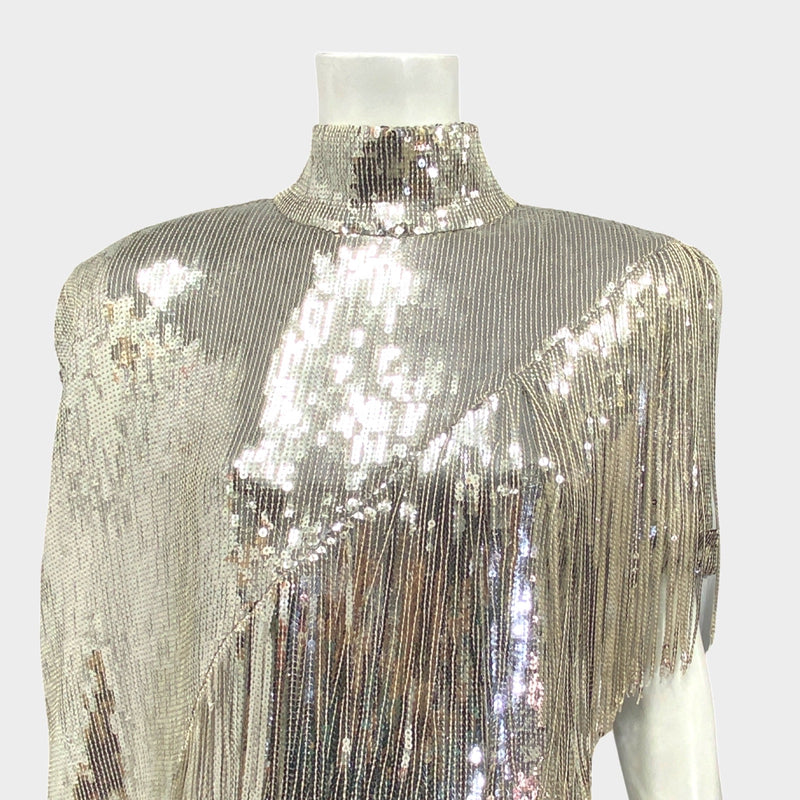 Balmain women's silver sequenced blouse