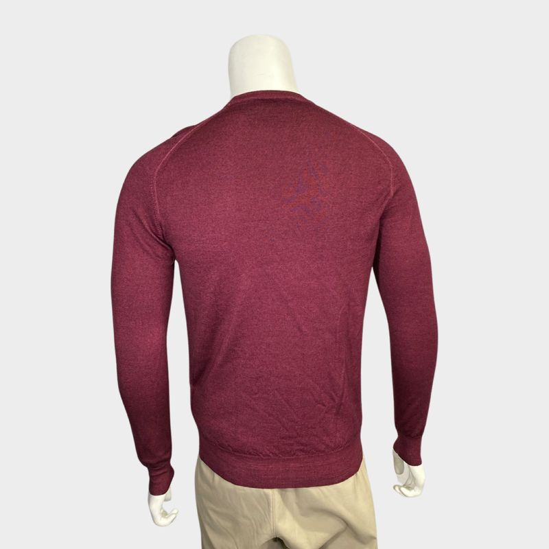 Etro men's burgundy wool knit crewneck jumper