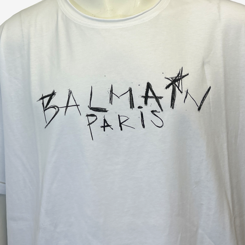 Balmain men's white cotton logo print