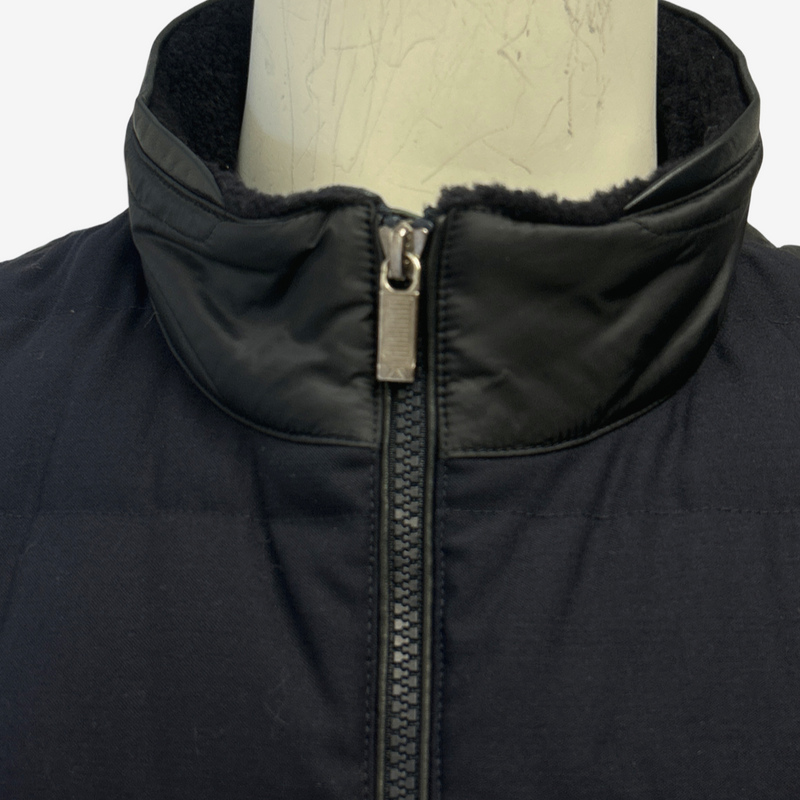 Zegna Sport men's navy wool and down puffer sports gilet
