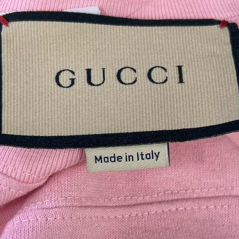 Gucci men's pink cotton varsity design t-shirt