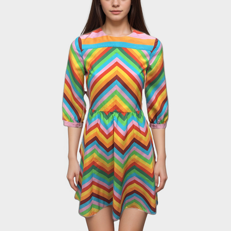 Valentino Multicolour rainbow silk mini Dress
