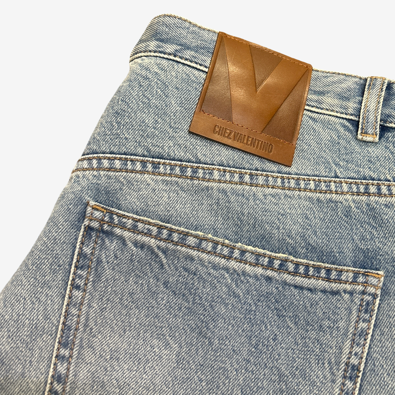 Valentino Men's light Blue Denim Fisherman Jeans With Embroidery Trim