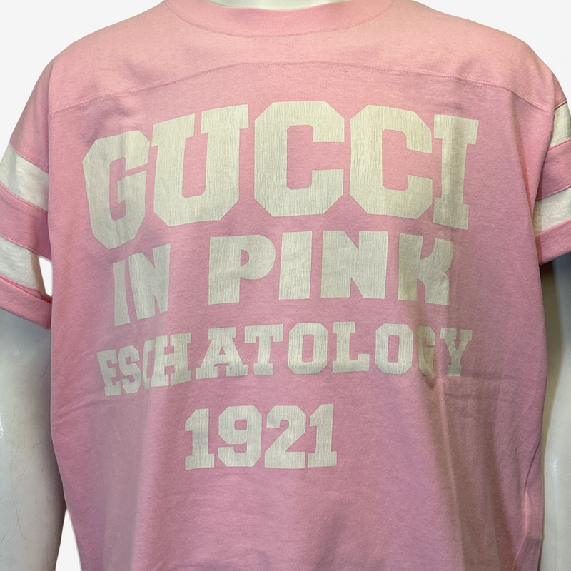 Gucci men's pink cotton varsity design t-shirt