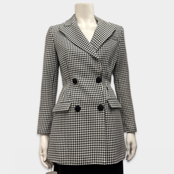 Self-Portrait Women's Black and White Houndstooth Cotton Blazer