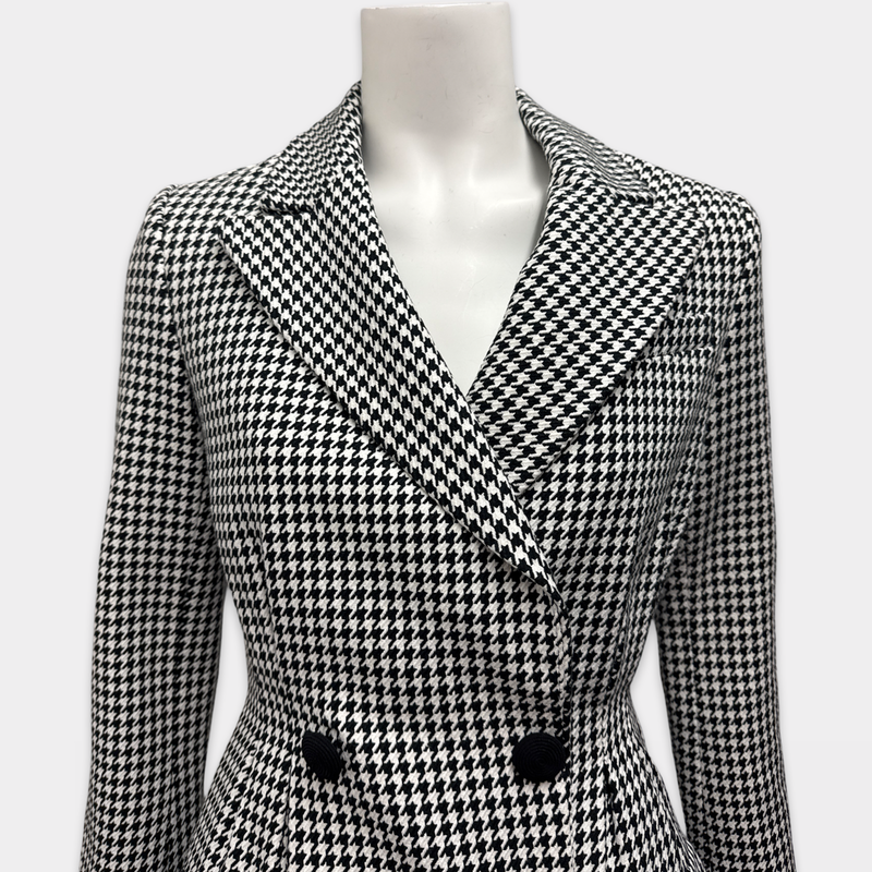 Self-Portrait Women's Black and White Houndstooth Cotton Blazer