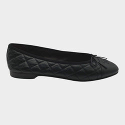 Chanel black aged calfskin ballet flats