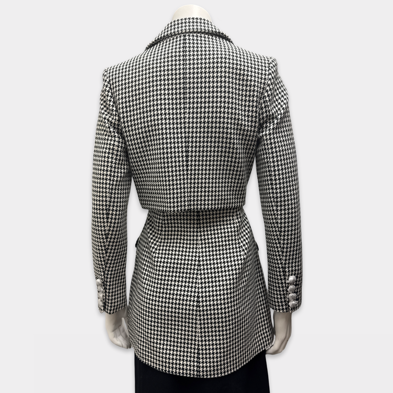 Self-Portrait Women's Black and White Houndstooth Cotton Blazer